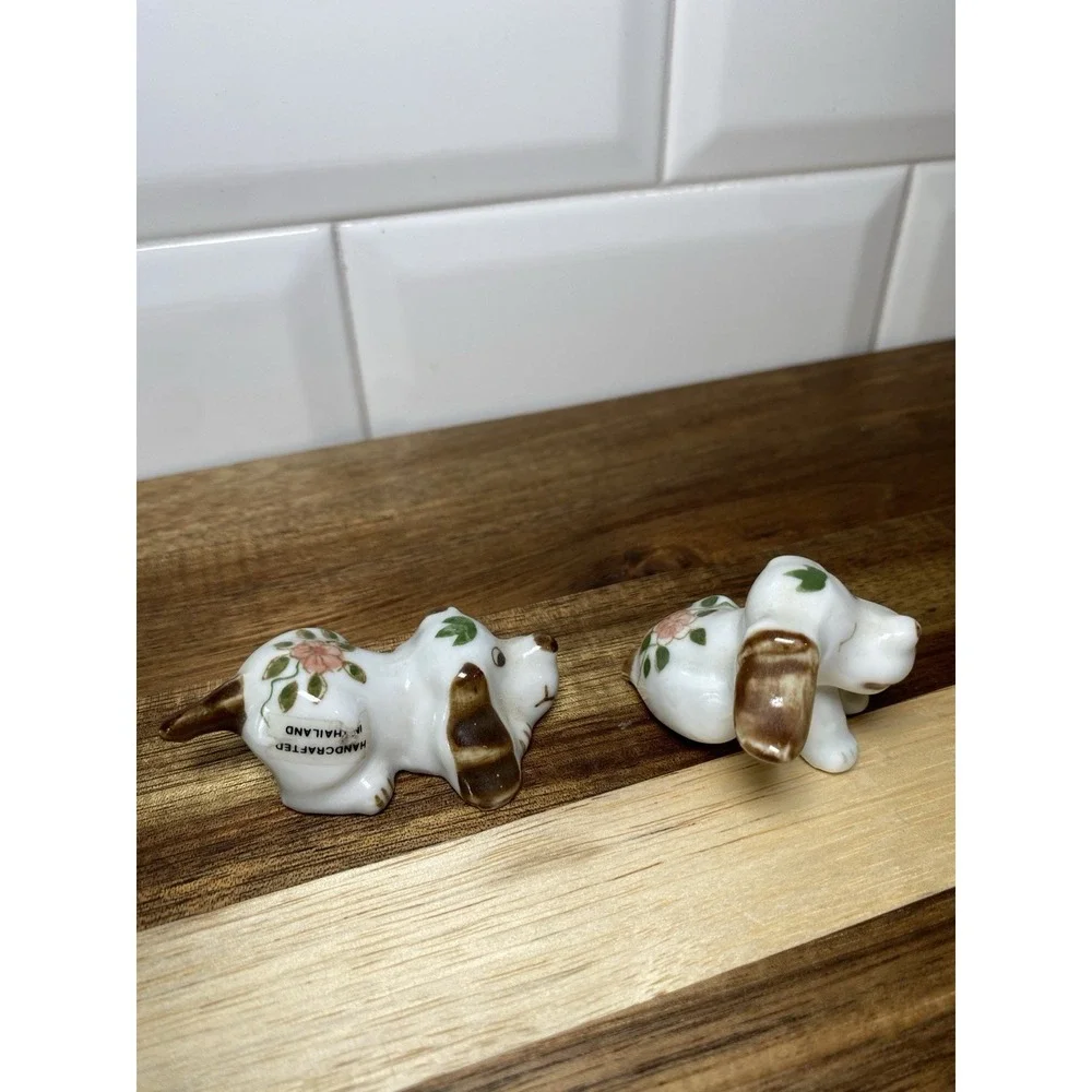 Vintage ceramic hound dog figurine Set Hound Whimsy Kitschy Trinket